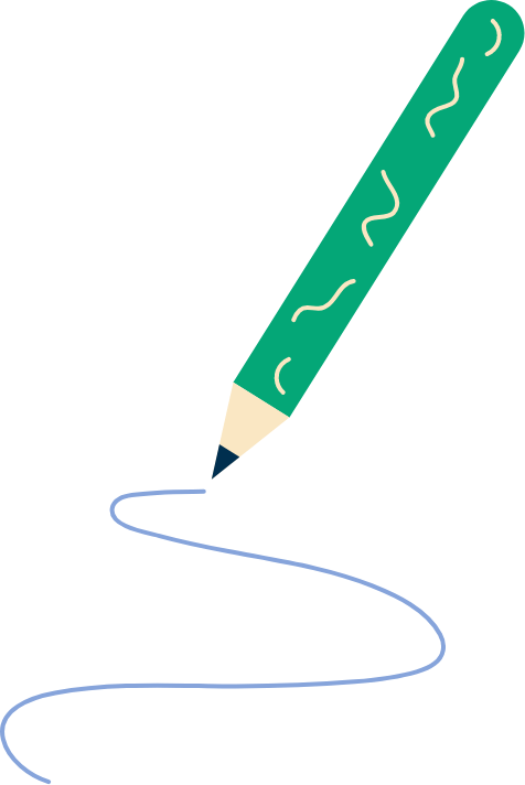 Illustration of a pencil drawing a squiggly line.